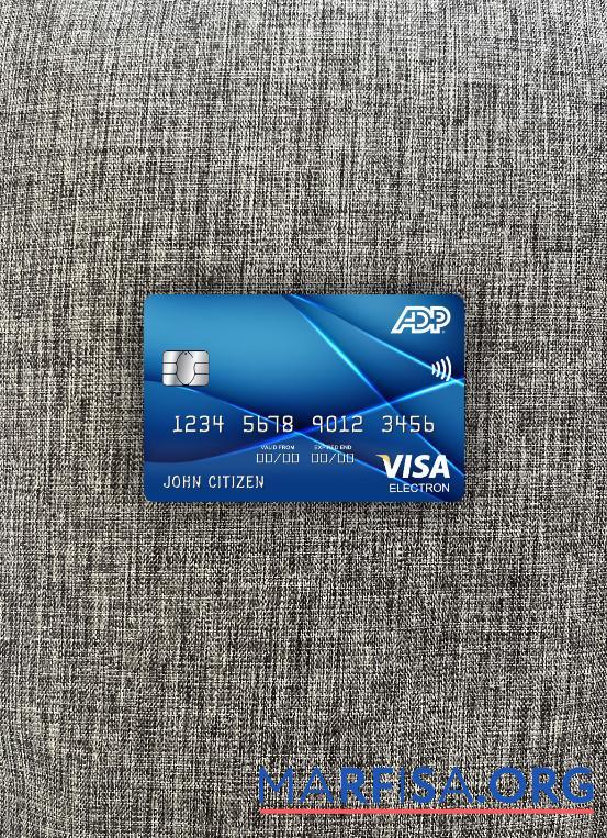 Printable USA ADP Earnings bank visa electron card photolook front example
